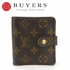 中古 ルイ・ヴィトン 二つ折り財布 コンパクトジップ M61667 モノグラムキャンバス ブラウン LOUIS VUITTON