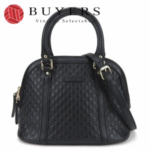 中古 グッチ ハンドバッグ マイクログッチシマ レザー ブラック 2WAY レディース 女性 GUCCI