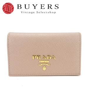 中古 プラダ カードケース 1MC122 サフィアーノ CIPRIA ピンクベージュ ゴールド金具 名刺入れ 小物 レディース 女性 PRADA