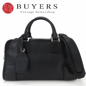 中古 ロエベ ハンドバッグ アマソナ28 レザー ブラック シルバー金具 2WAY ショルダー シンプル レディース 女性 LOEWE