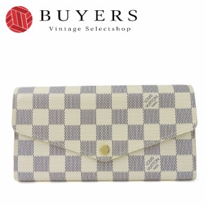 中古 ルイ・ヴィトン 長財布 ポルトフォイユサラ N63208 ダミエアズール ホワイト グレー ゴールド金具 二つ折り 普段使い 小物 レディー
