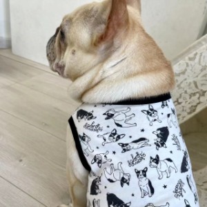 犬服　フレブル タンクトップ フレンチブルドッグ柄  春夏 薄手　通気性　動きやすい　伸縮性あり お出掛け おしゃれ