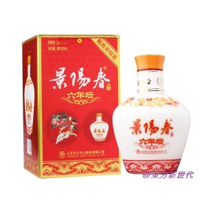 中国白酒　景芝　景陽春　六年壇（濃香型/大）　35度　500ｍｌ　　【壷】　容器に『水滸伝』の登場人物、武松の虎退治が描かれています♪