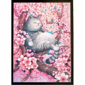 クロスステッチ 刺繍キット 猫と桜 動物 かわいい 図案 送料無料 初心者向け 刺繍糸 刺繍アート 壁飾り 送料無料