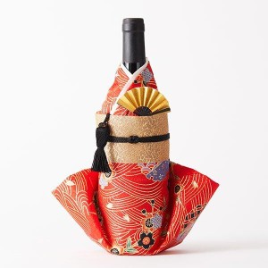 Kimono 着物 ボトルカバー 「金彩(赤)」 ファーストライン Kimono BOTTLECOVER 着物 ワイン 日本酒 シャンパン ギフト プレゼント お土産