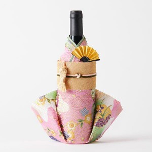Kimono 着物 ボトルカバー 「金彩(白)」 ファーストライン Kimono BOTTLECOVER 着物 ワイン 日本酒 シャンパン ギフト プレゼント お土産