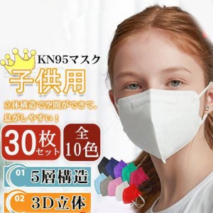 マスク 不織布 KN95 子供 立体 5層構造 カラー 30枚 小さめ 女の子 男の子 子ども 入学 3D 防塵 使い捨て 飛沫防止 PM2.5 花粉対策 kn95 