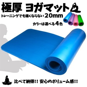  身体を痛めにくい！極厚ヨガマット パープル 専用ケース付属 トレーニングマット 20mm 2cm YOGA エクササイズ ストレッチ ダイエット 健