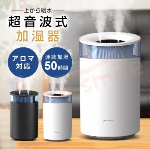 加湿器 デュアル噴霧口 超音波式 大容量2.5Lタンク 7色にグラデーションするLEDライト 大容量 自動停止機能 ライト付き 静音 省エネ 節電