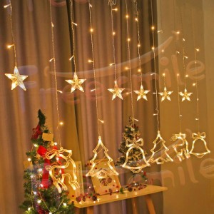 LED電飾 クリスマス イルミネーション イルミネーションライト 装飾ライト 3.5m 126灯 クリスマスツリー ベル トナカイ 乾電池式 飾り 室