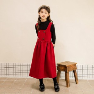 女の子サスペンダースカート冬スーツ韓国風 新品 子供ドレス子供女の子プリンセススタイル