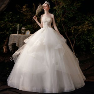 ウェディングドレス ワンショルダーネック ホワイト 花柄 可愛い レース ナチュラル エレガント ロングドレス プリンセスドレス おしゃれ