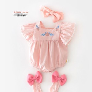 ベビー服 ロンパース 可愛い 韓国風 ボディシャツ ロンパース 新生児 赤ちゃん ベビー 子供服 女の子 ピンク 夏服 新品 花柄