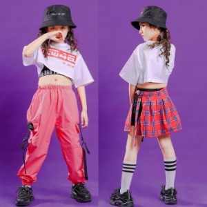 ヒップホップ セットアップ キッズ ダンス衣装 HIPHOP 子供服 半袖 トップス パンツ 長ズボン タンクトップ 女の子 チアガール 演出服