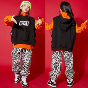 キッズ ダンス衣装 ヒップホップ ベスト トップス ズボン セットアップ 男の子 女の子 ジャズダンス HIPHOP 練習着 演出服 ヒョウ柄 帽子