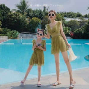 親子ペアルックswimwear 水着 体型カバー 親子コーデ  子供水着 女の子水着 韓国風 swimsuit ワンピース おしゃれ 夏 ビーチ 海 温泉 レ