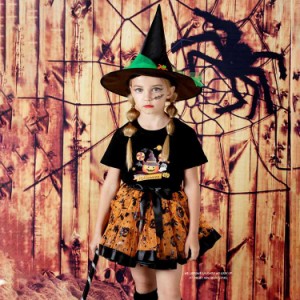 【スカート+帽子+ほうき】チュチュ スカート ハロウィン 女の子 魔女 セットアップ キッズ コスプレ パニエ キッズ ダンス 衣装 スカート