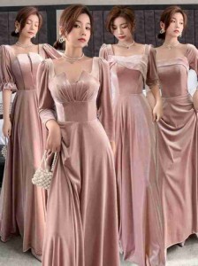 イブニングドレス ドレス ロングドレス 4タイプ 大人っぽい ピンク 編み上げ シンプル 可愛い お洒落 披露宴ドレス 結婚式 パーティー 誕