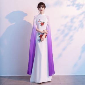 チャイナドレス チャイナ服 ロングドレス 大人っぽい お洒落 披露宴ドレス 演奏会 結婚式 パーティー 誕生日会 成人式 二次会 大人気 新