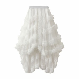 スカート ロングスカート レディース 女性 ボトムス カラー 7色あり 可愛い ふわふわ チュールスカート