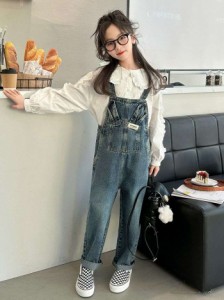 女の子セット 子供服 オーバーオール シャツ 上下セットデニムパンツ 新品 ストリート 2024春新作部屋着 お出掛け カジュアル 韓国風 子