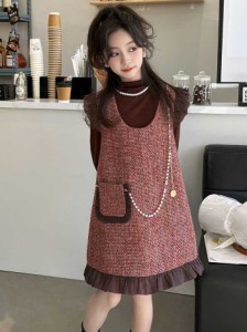 ワンピース 女の子服 子供服 スーツ 春服 優しい シンプル ブラック ストリート 2024春新作 日常用 お出掛け カジュアル 韓国風 子供用