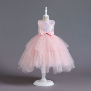 女の子のドレス 夏新品 プリンセススカート ビーズ 袖なし ピアノ演奏服誕生日 花柄 ドレススカート 子供服