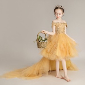 子供ドレス dress キッズドレス 前後丈ドレス 女の子 発表会ドレス プリンセスドレス   ジュニアドレス 子供服 花嫁 パーティードレス お