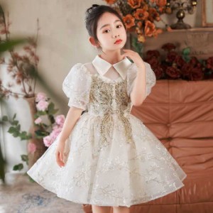 子供ドレス dress キッズドレス ミニドレス 女の子 発表会ドレス ホワイト ジュニアドレス 子供服 レース柄 パーティードレス お姫様ドレ