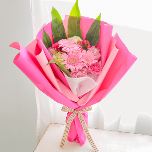 【花束・ブーケ】ミルフィーユブーケ「シュガーピンク」 誕生日 お祝い プレゼント フラワーギフト 女性 母 入学 還暦 結婚 花 生花
