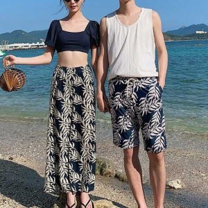 水着 ビキニ スイムウェア レディース メンズ ショートパンツ ハーフパンツ ロングパンツ 二の腕カバー 3点セット 大人可愛い きれいめ 