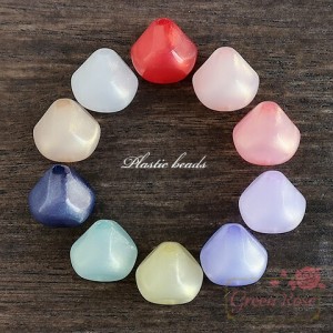 ゴールドラメカラービーズ バロック 全10色 20個  ゆがみ パールカラー プラチック アクセサリーパーツ beads642 GreenRoseYumi