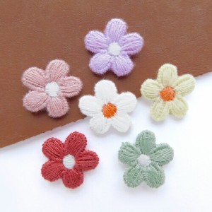 ミニ 刺繍フラワー モチーフ  5弁花   10個 全6色 motif541 GreenRoseYumi