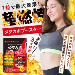 メタカボブースター【お得3ヶ月分】燃焼 ダイエット サプリメント  最大 コンブ茶 カテキン L-カルニチン オルニチン 唐辛子 生姜 燃やす