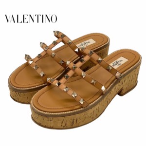 ヴァレンティノ VALENTINO サンダル レザー コルク ブラウン ロックスタッズ 靴 シューズ