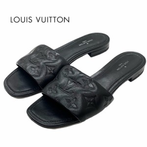 ルイヴィトン LOUIS VUITTON リバイバルライン サンダル フラットサンダル ミュール モノグラム レザー ブラック