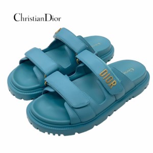 クリスチャンディオール CHRISTIAN DIOR DIORACT サンダル 靴 シューズ ラムスキン ライトブルー 未使用 フラットサンダル