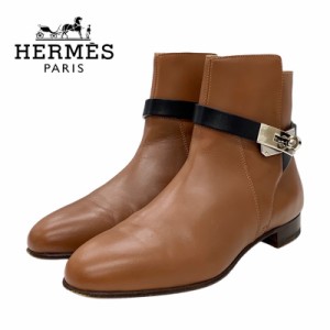 エルメス HERMES ネオ ブーツ ショートブーツ 靴 シューズ レザー ブラウン ブラック 茶 シルバー ケリー金具