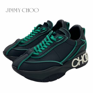 ジミーチュウ JIMMY CHOO RAINE スニーカー 靴 シューズ ナイロン ブラック グリーン 未使用 ロゴ