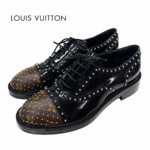 ルイヴィトン LOUIS VUITTON モノグラム ローファー 革靴 レースアップシューズ 靴 シューズ スタッズ レザー ブラック
