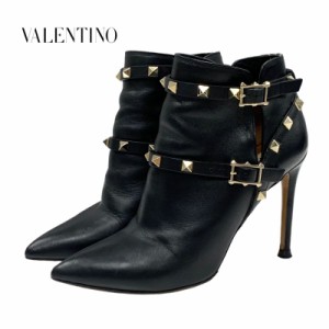 ヴァレンティノ VALENTINO ブーツ ショートブーツ 靴 シューズ ロックスタッズ ベルト レザー ブラック 黒 ゴールド