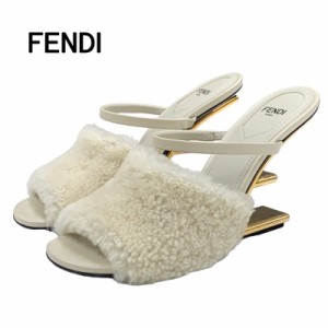 未使用 フェンディ FENDI ファースト サンダル ミュール パーティーシューズ 靴 シューズ メタルヒール シープスキン ベージュ系