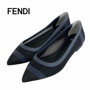 フェンディ FENDI パンプス 靴 シューズ レザー ブラック 未使用 メッシュ フラットパンプス