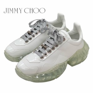 未使用 ジミーチュウ JIMMY CHOO DIAMOND スニーカー 靴 シューズ レザー パテント ホワイト