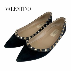 ヴァレンティノ VALENTINO フラットパンプス フラットシューズ 靴 シューズ ロックスタッズ スエード ブラック 黒