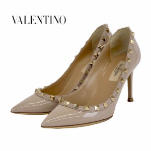 ヴァレンティノ VALENTINO パンプス 靴 シューズ ロックスタッズ パテント レザー ピンクベージュ ゴールド