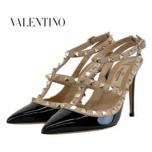 未使用 ヴァレンティノ VALENTINO パンプス サンダル 靴 シューズ ロックスタッズ パテント ブラック