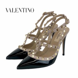 ヴァレンティノ VALENTINO パンプス 靴 シューズ パテント レザー ブラック ピンクベージュ ゴールド 未使用 ロックスタッズ サンダル