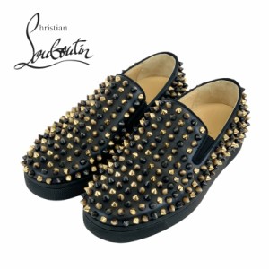 クリスチャンルブタン Christian Louboutin ローラーボード スニーカー 靴 シューズ レザー ブラック ゴールド スリッポン スパイク