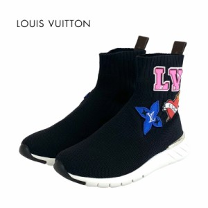 ルイヴィトン LOUIS VUITTON ブラックハートライン スニーカー 靴 シューズ ファブリック ブラック 未使用 ソックススニーカー ワッペン